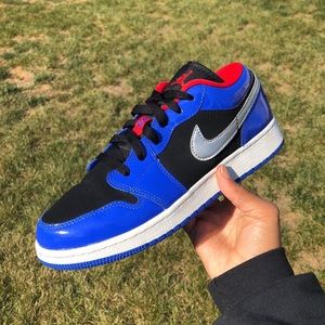 Blue red black Nike patent Air Jordan 1 Low GS